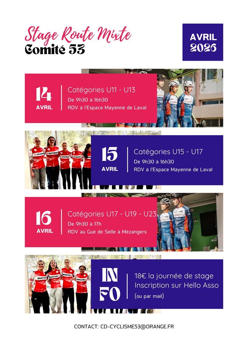 STAGE VACANCES DE PAQUES VTT TRIAL ROUTE PISTE