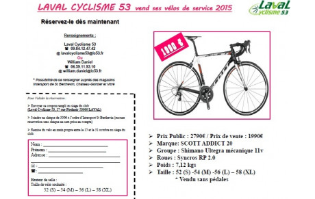 LAVAL CYCLISME 53 vend ses vélos de service 2015