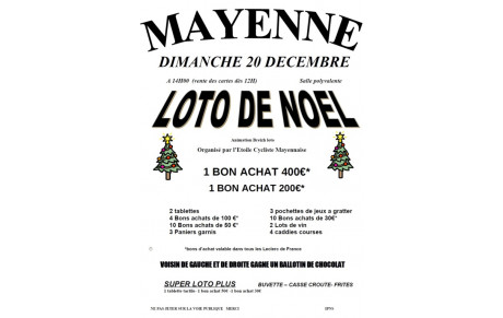 LOTO A MAYENNE LE 20 DECEMBRE 2015