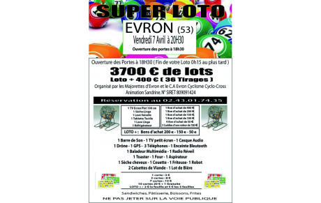 LOTO DU CA EVRON LE VENDREDI 07 AVRIL 2017 A EVRON