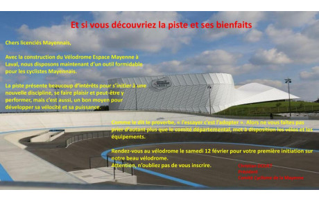 STAGE DEPARTEMENTAL PISTE SUR LE VELODROME ESPACE MAYENNE A LAVAL SAMEDI 12 FEVRIER 2022