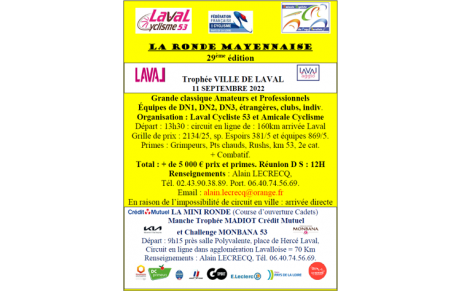 LA RONDE MAYENNAISE 2022 LE  DIMANCHE 11 SEPTEMBRE 2022