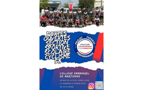 PORTES OUVERTES SSS CYCLISME COLLEGE EMMANUEL DE MARTONNE A LAVAL