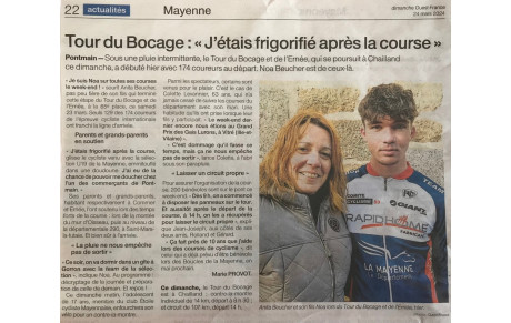 Article sur le Ouest France sur Noa Beucher en sélection team 53 u19